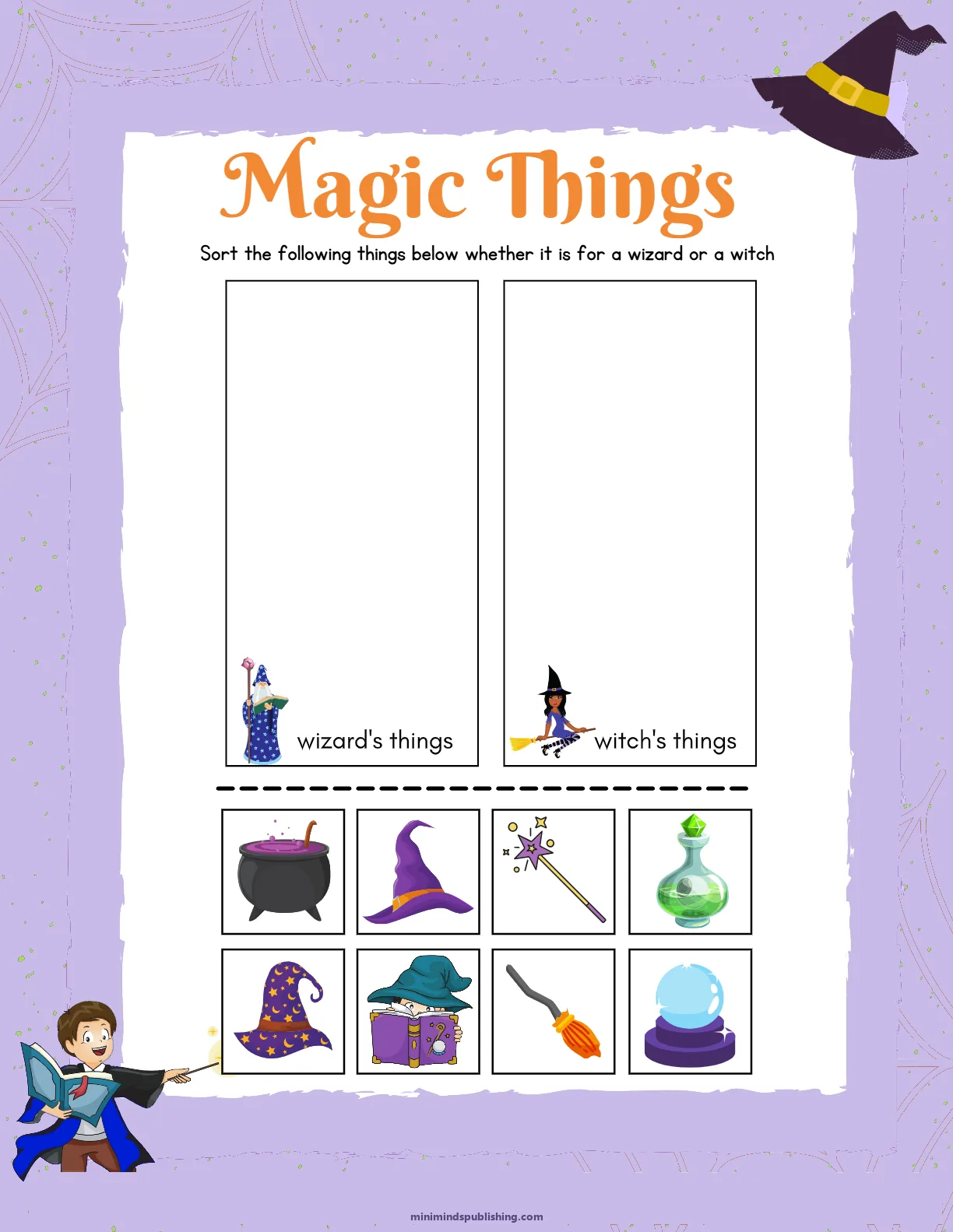 Witches and Wizards 14 — free printable witches and wizards activity sheet for ages 4-7