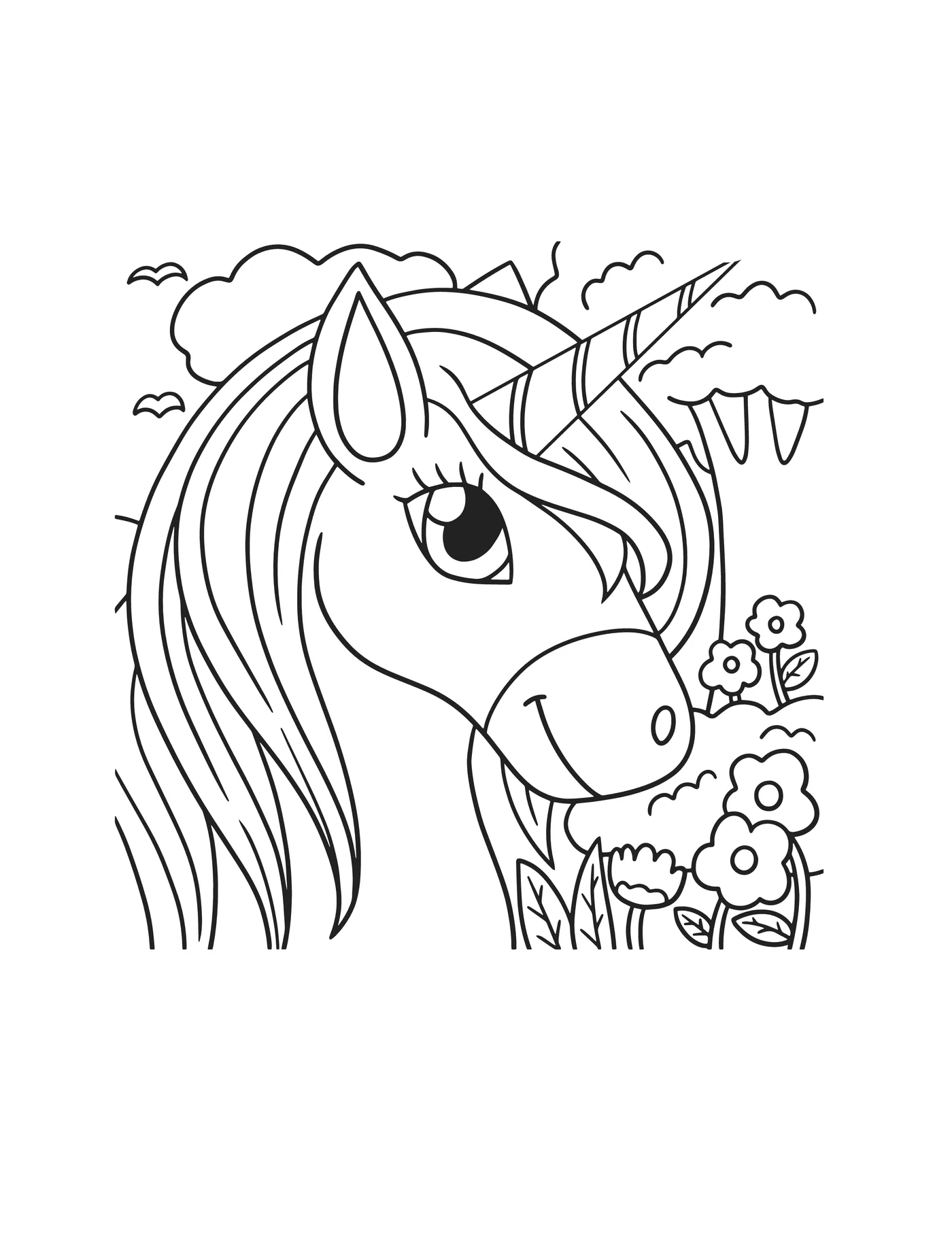 Unicorn and Dino 11 — free printable unicorns & dinosaurs coloring page for kids
