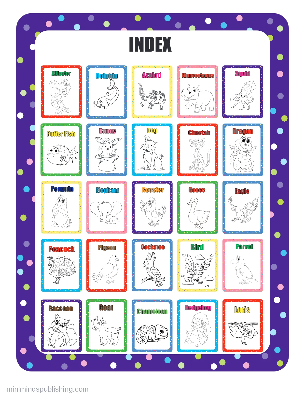 100 Animals to Color 3 — free printable animals coloring page for kids