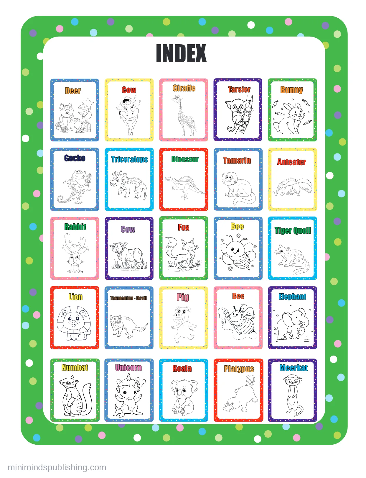 100 Animals to Color 4 — free printable animals coloring page for kids