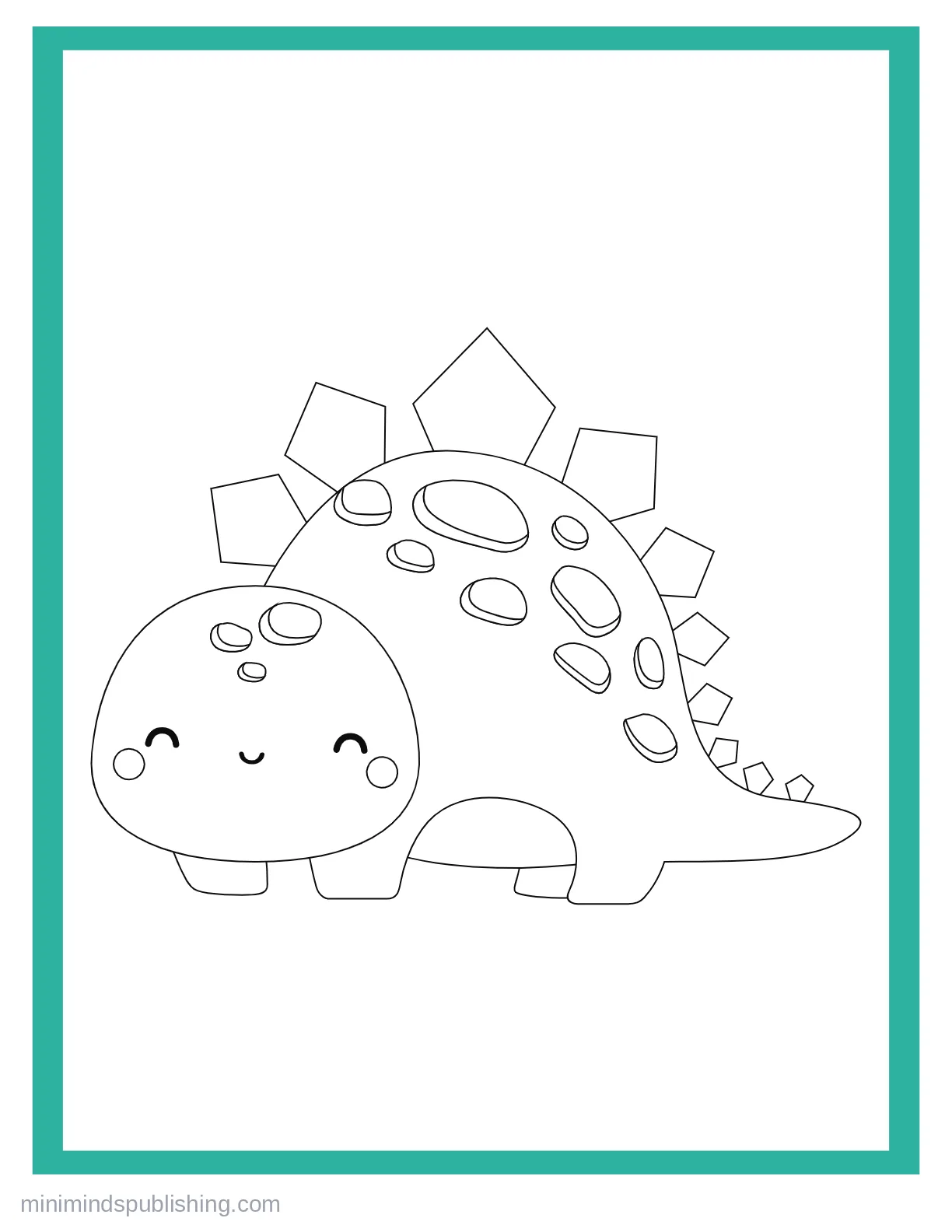 Cute Dinos 3 — free printable cute dinosaurs coloring page for kids