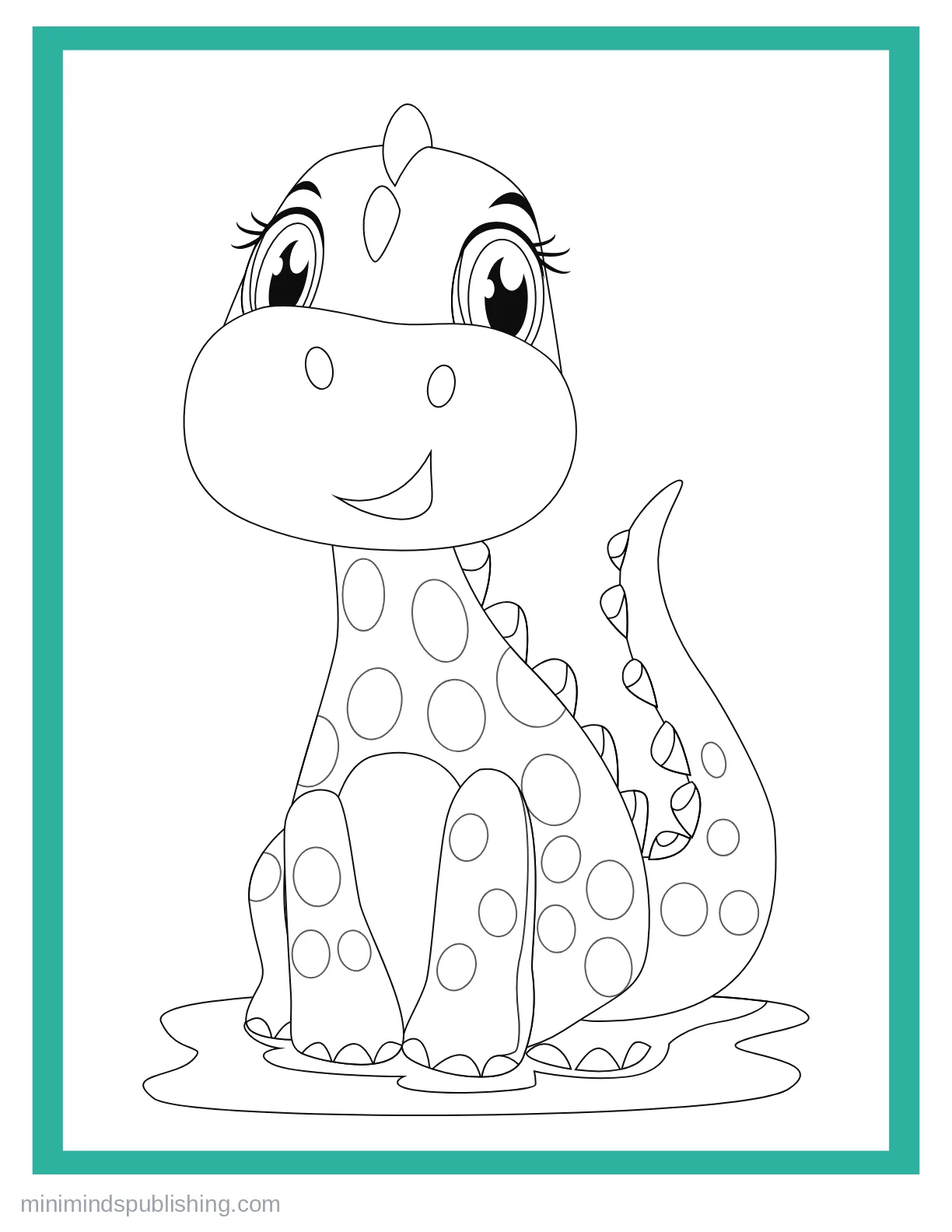 Cute Dinos 4 — free printable cute dinosaurs coloring page for kids