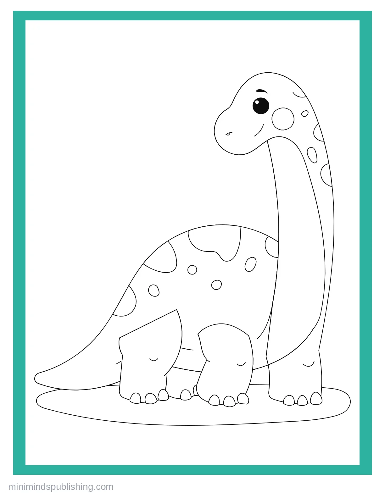 Cute Dinos 5 — free printable cute dinosaurs coloring page for kids