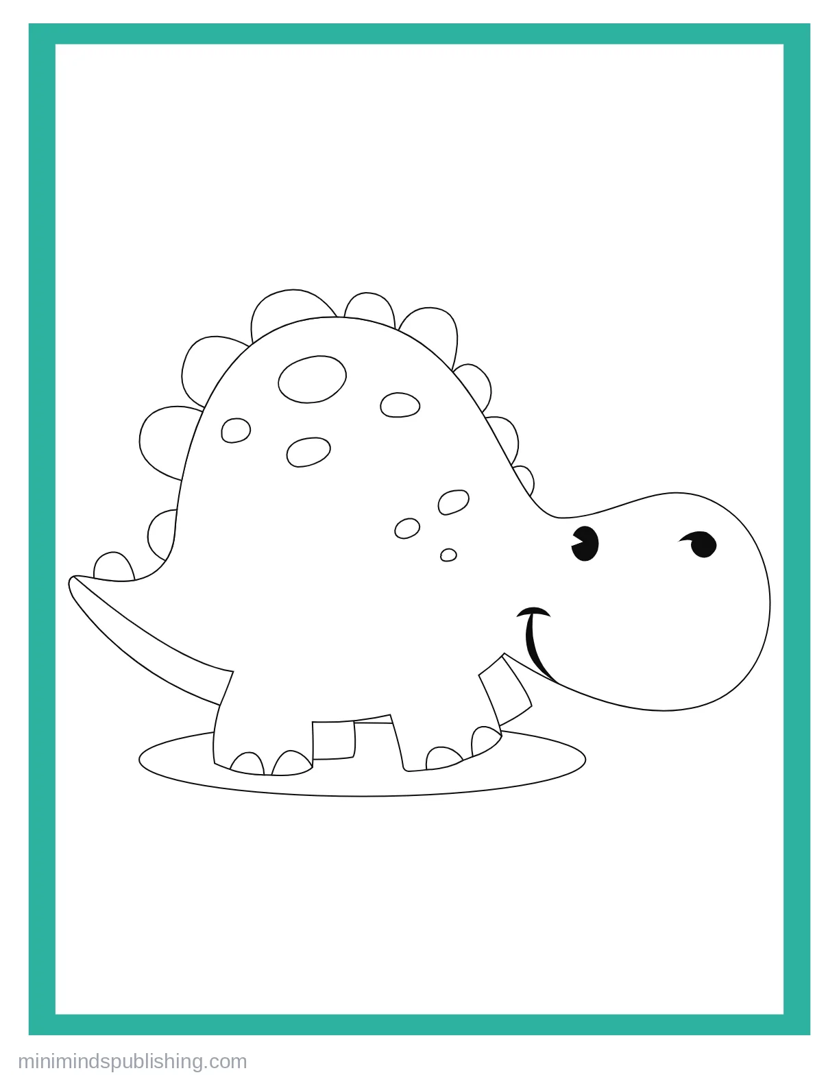 Cute Dinos 7 — free printable cute dinosaurs coloring page for kids