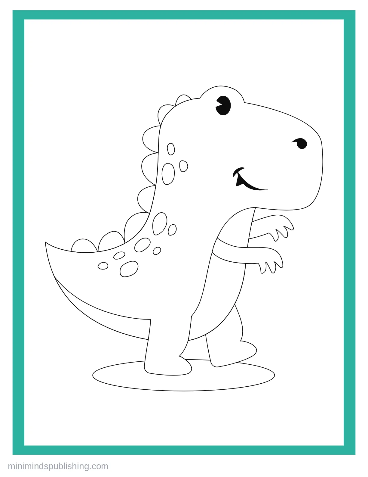 Cute Dinos 8 — free printable cute dinosaurs coloring page for kids