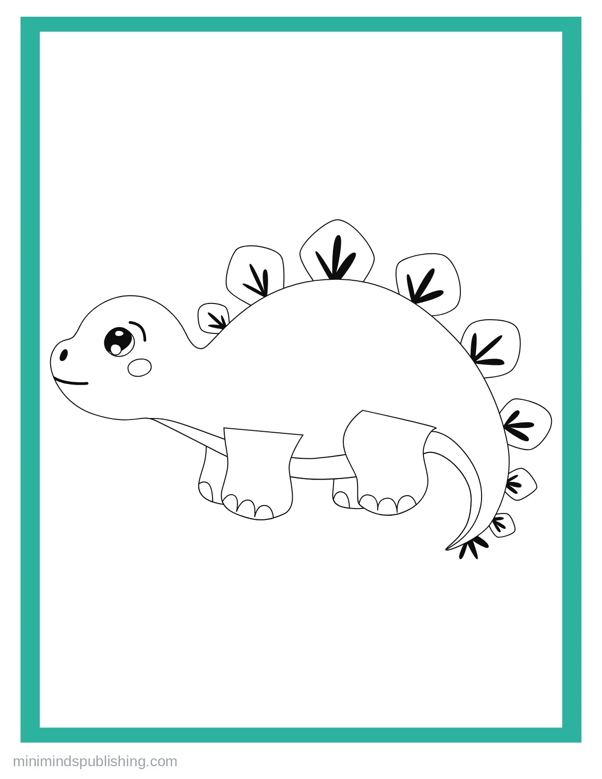 Cute Dinos 9 — free printable cute dinosaurs coloring page for kids