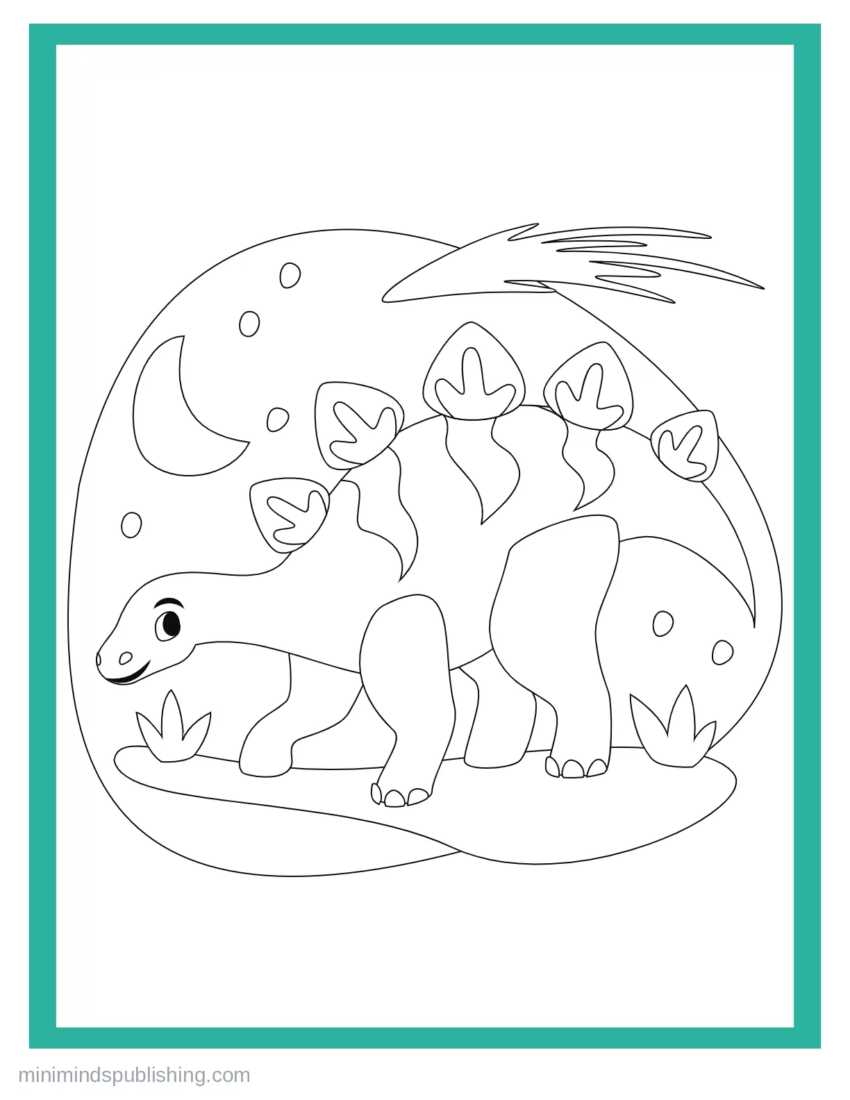 Cute Dinos 10 — free printable cute dinosaurs coloring page for kids