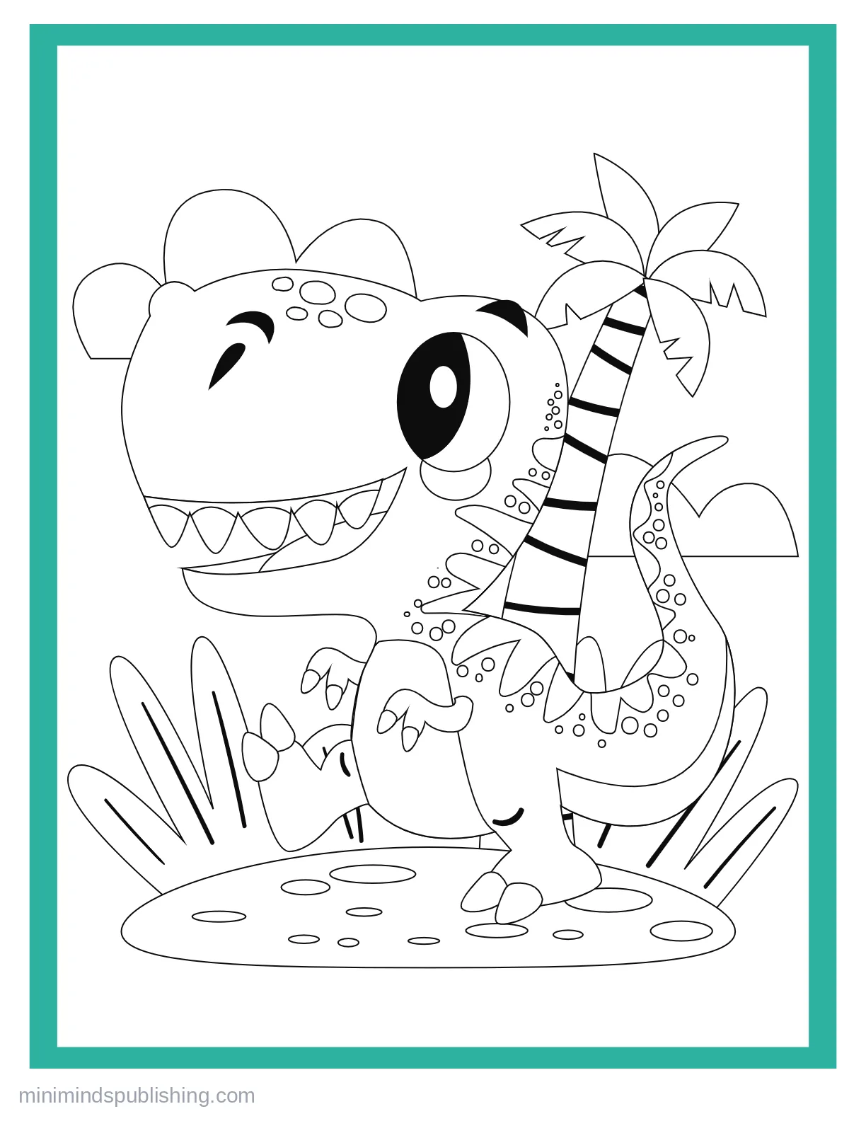 Cute Dinos 14 — free printable cute dinosaurs coloring page for kids