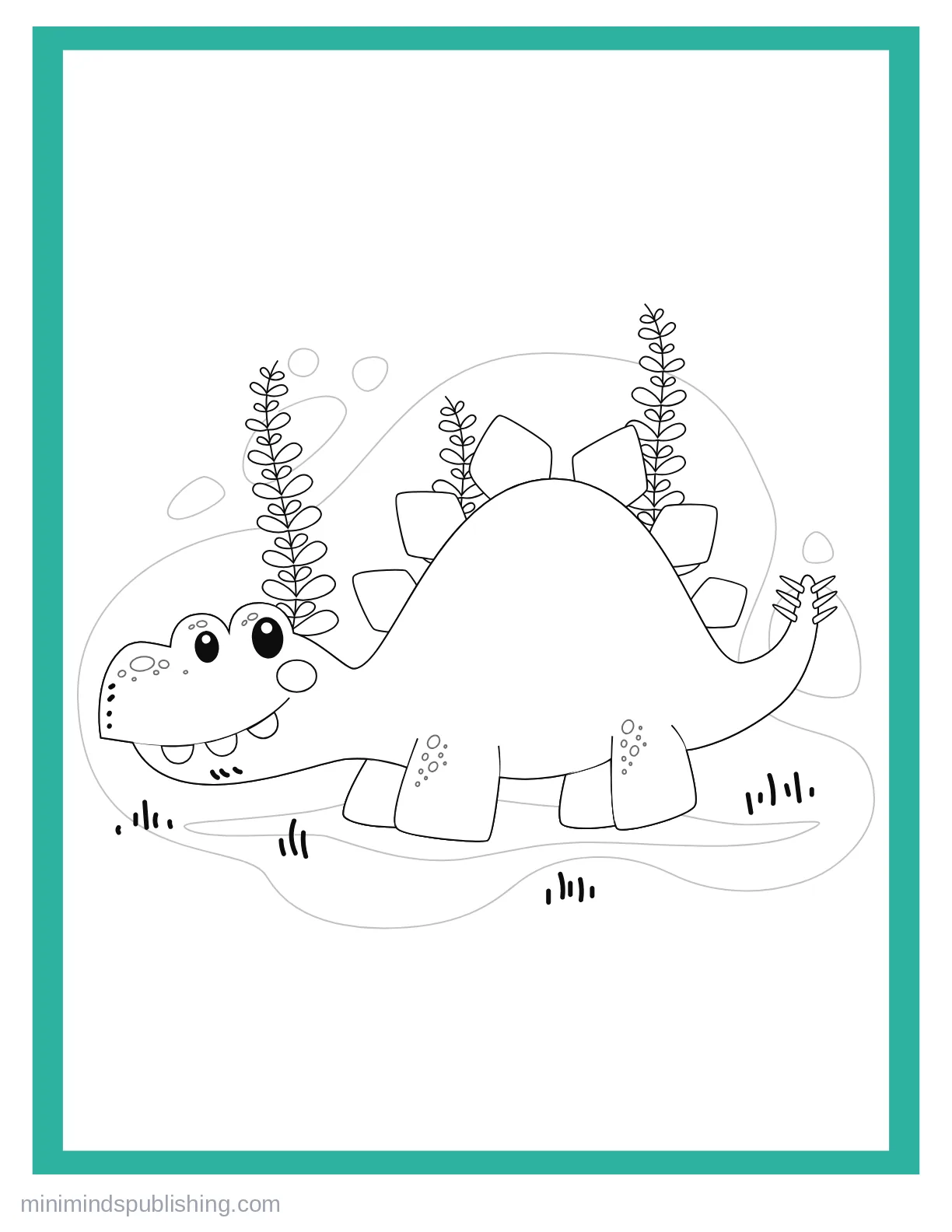 Cute Dinos 15 — free printable cute dinosaurs coloring page for kids