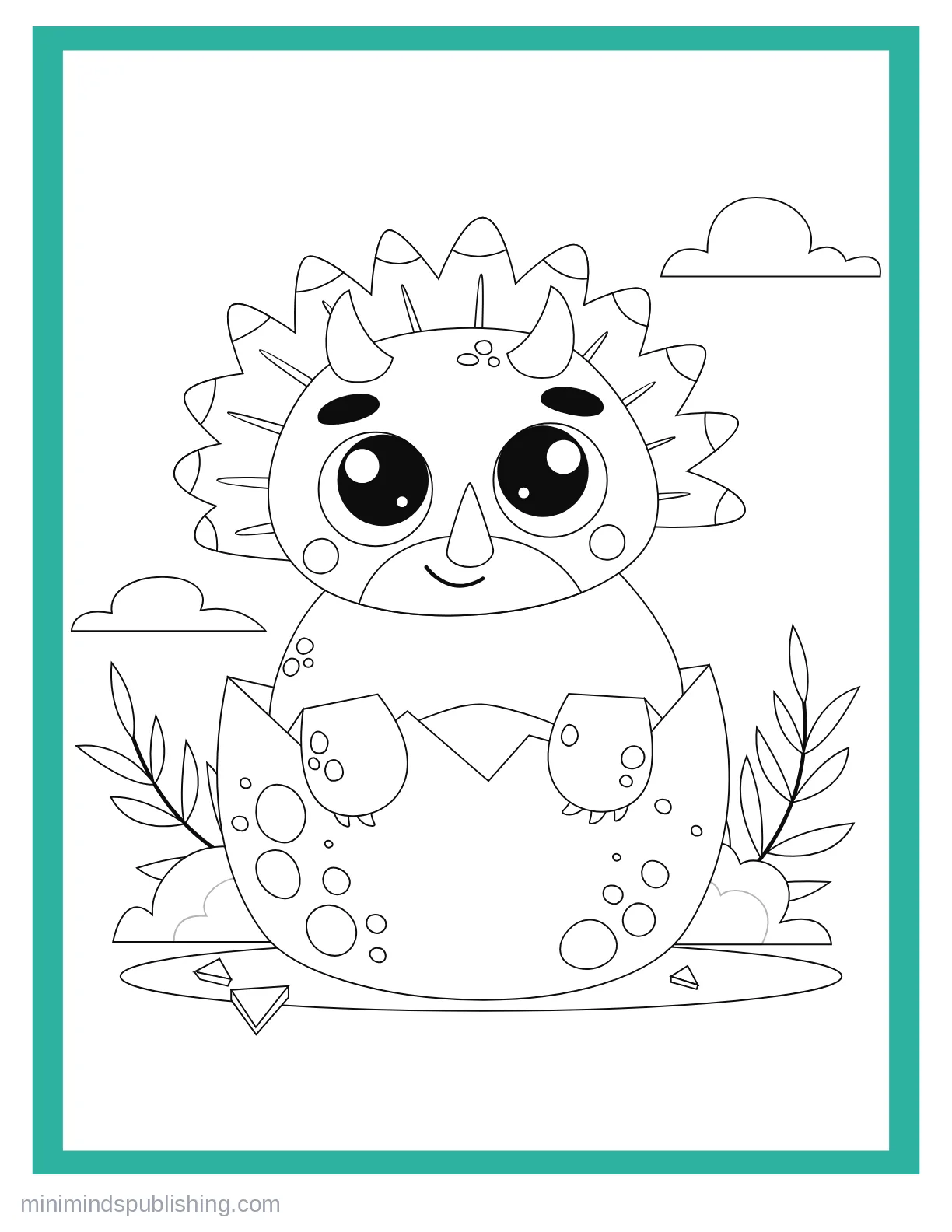 Cute Dinos 16 — free printable cute dinosaurs coloring page for kids
