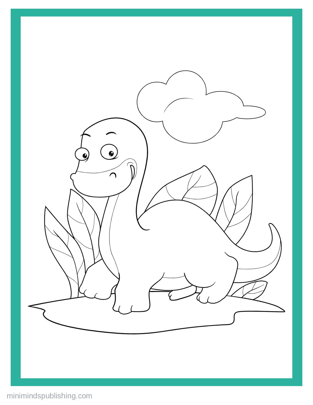 Cute Dinos 17 — free printable cute dinosaurs coloring page for kids