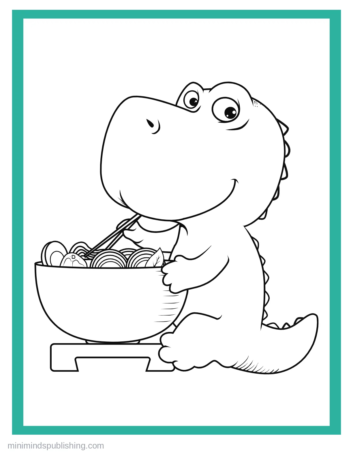 Cute Dinos 18 — free printable cute dinosaurs coloring page for kids