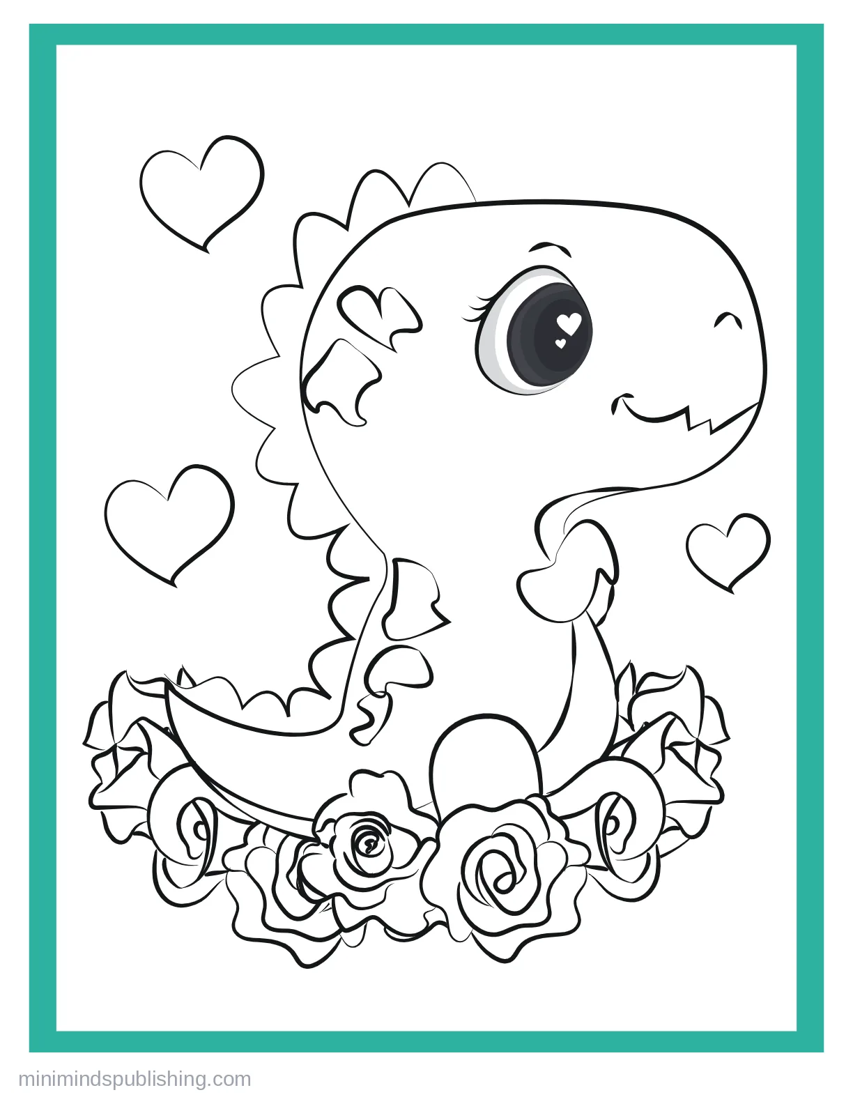 Cute Dinos 19 — free printable cute dinosaurs coloring page for kids