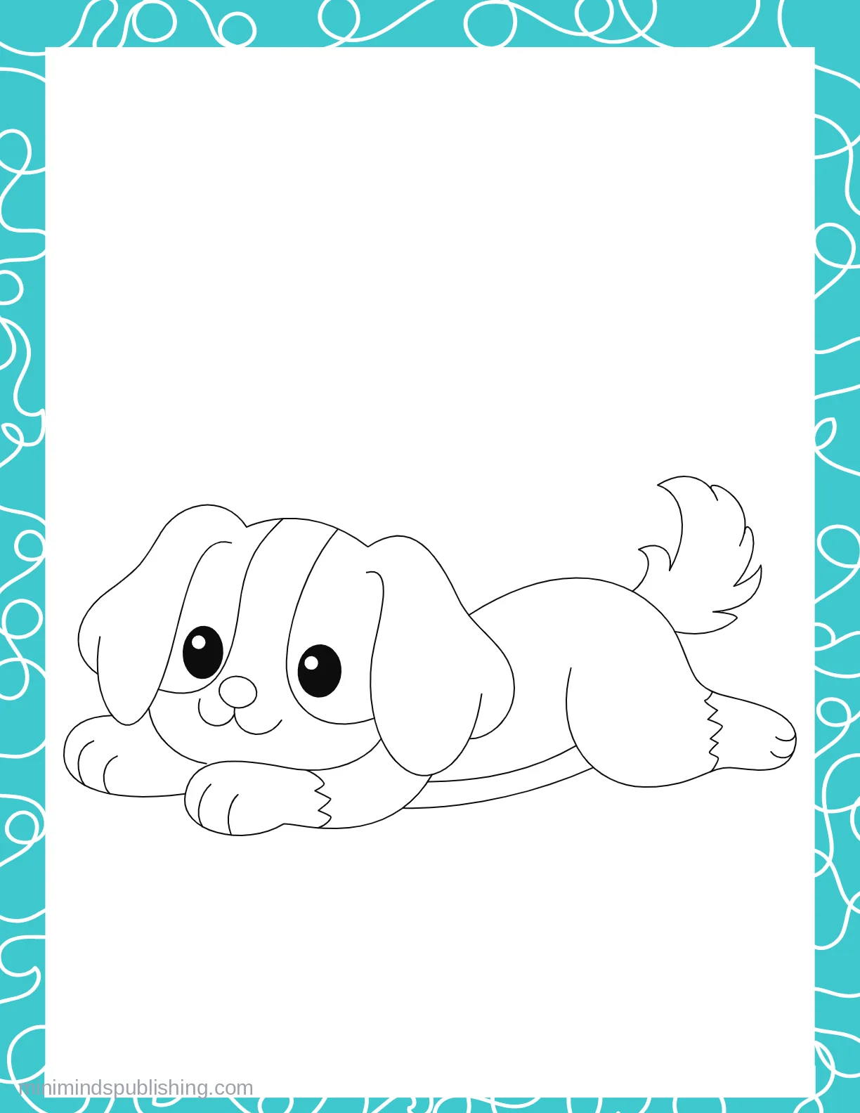 Cute Puppies 6 — free printable cute puppies coloring page for kids