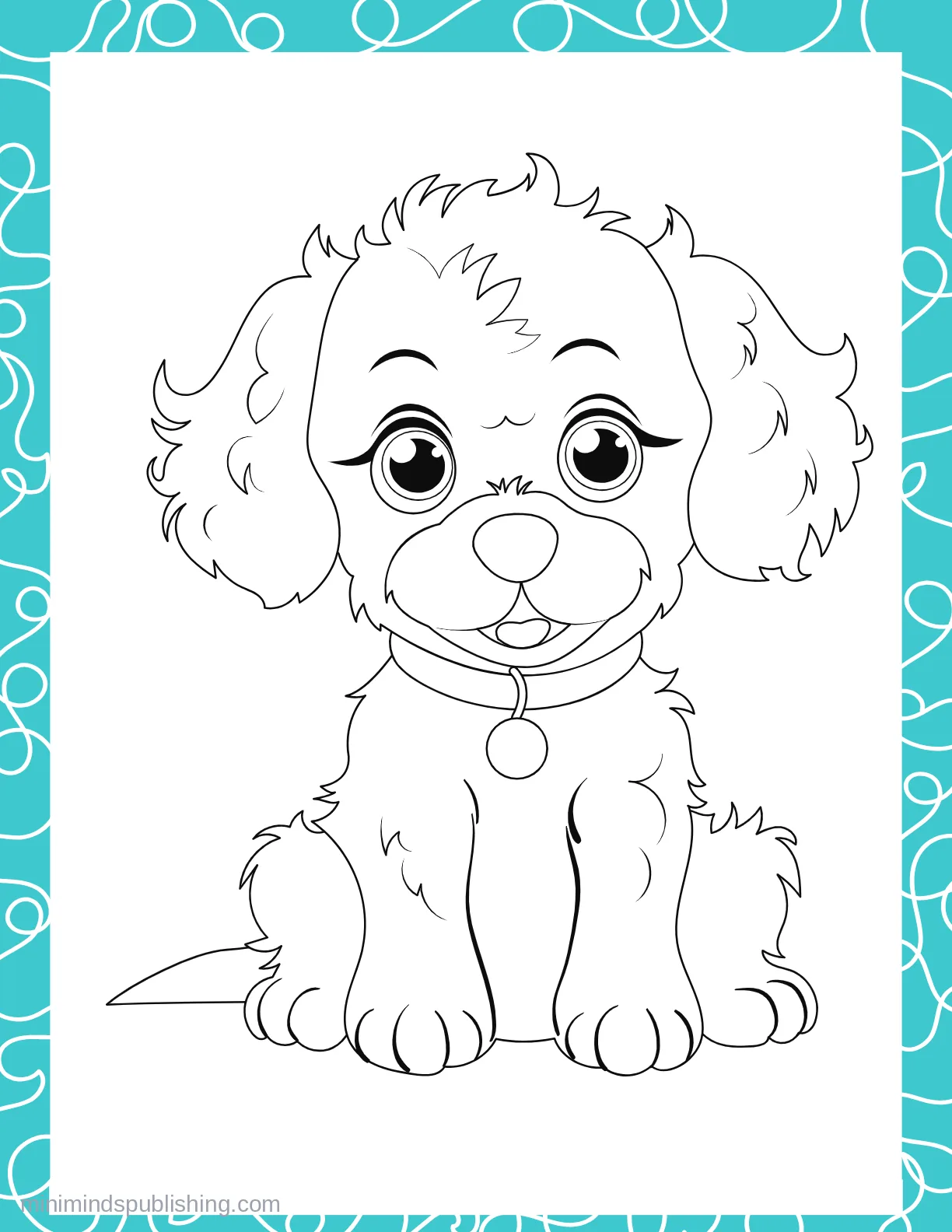 Cute Puppies 10 — free printable cute puppies coloring page for kids