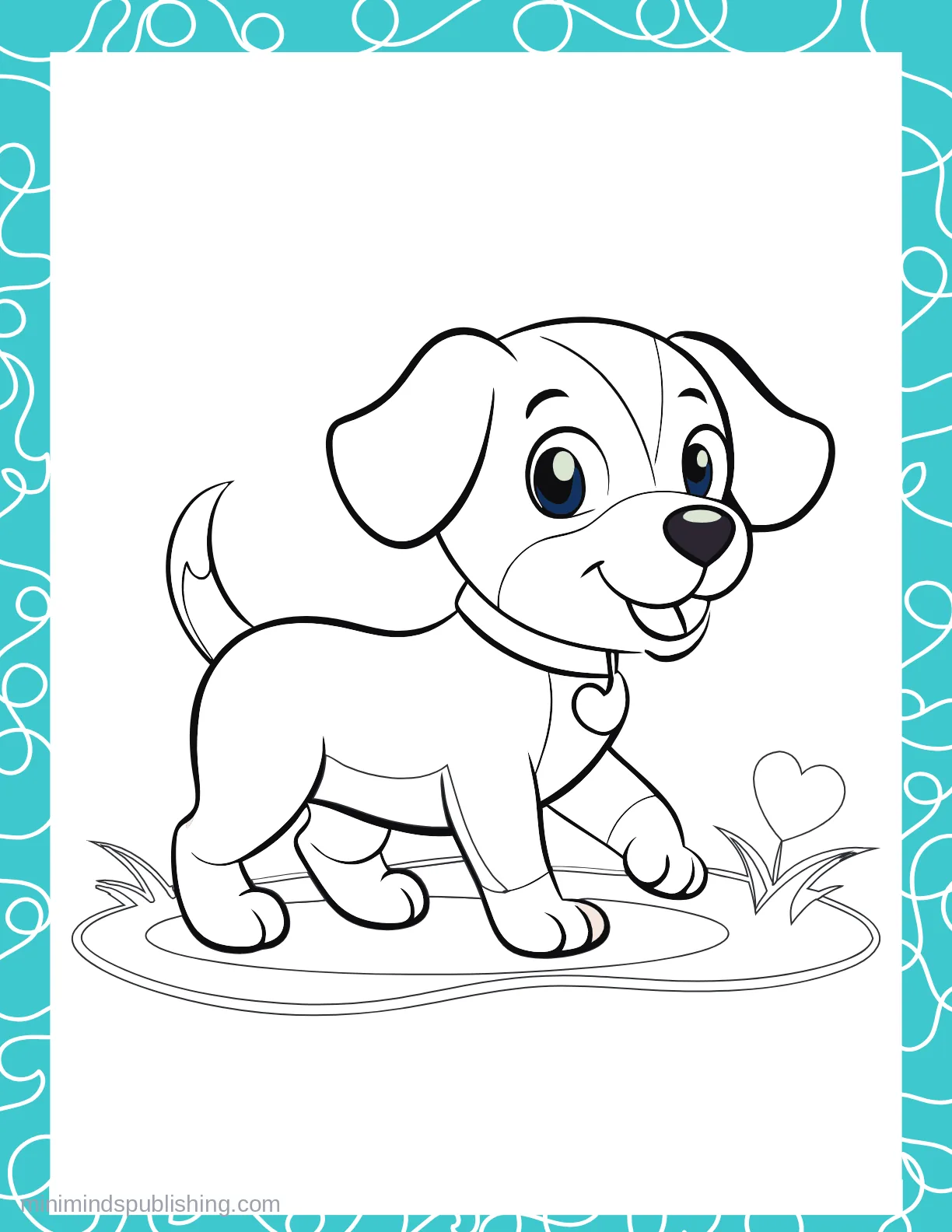 Cute Puppies 15 — free printable cute puppies coloring page for kids