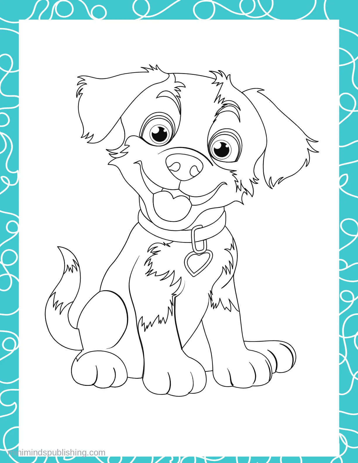 Cute Puppies 17 — free printable cute puppies coloring page for kids