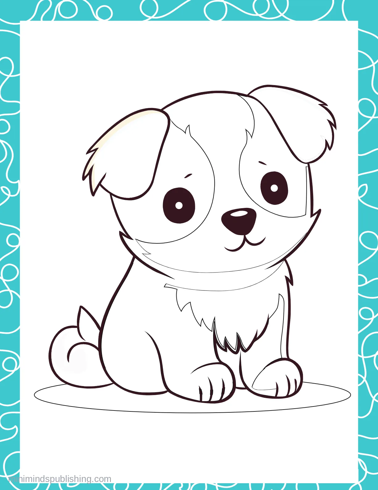 Cute Puppies 20 — free printable cute puppies coloring page for kids