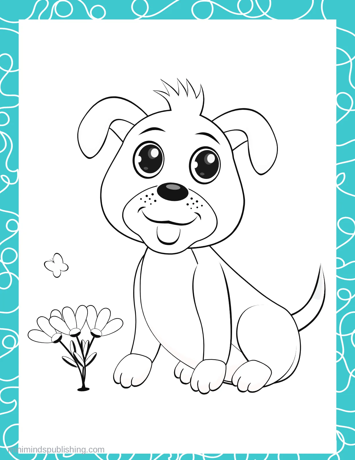 Cute Puppies 21 — free printable cute puppies coloring page for kids