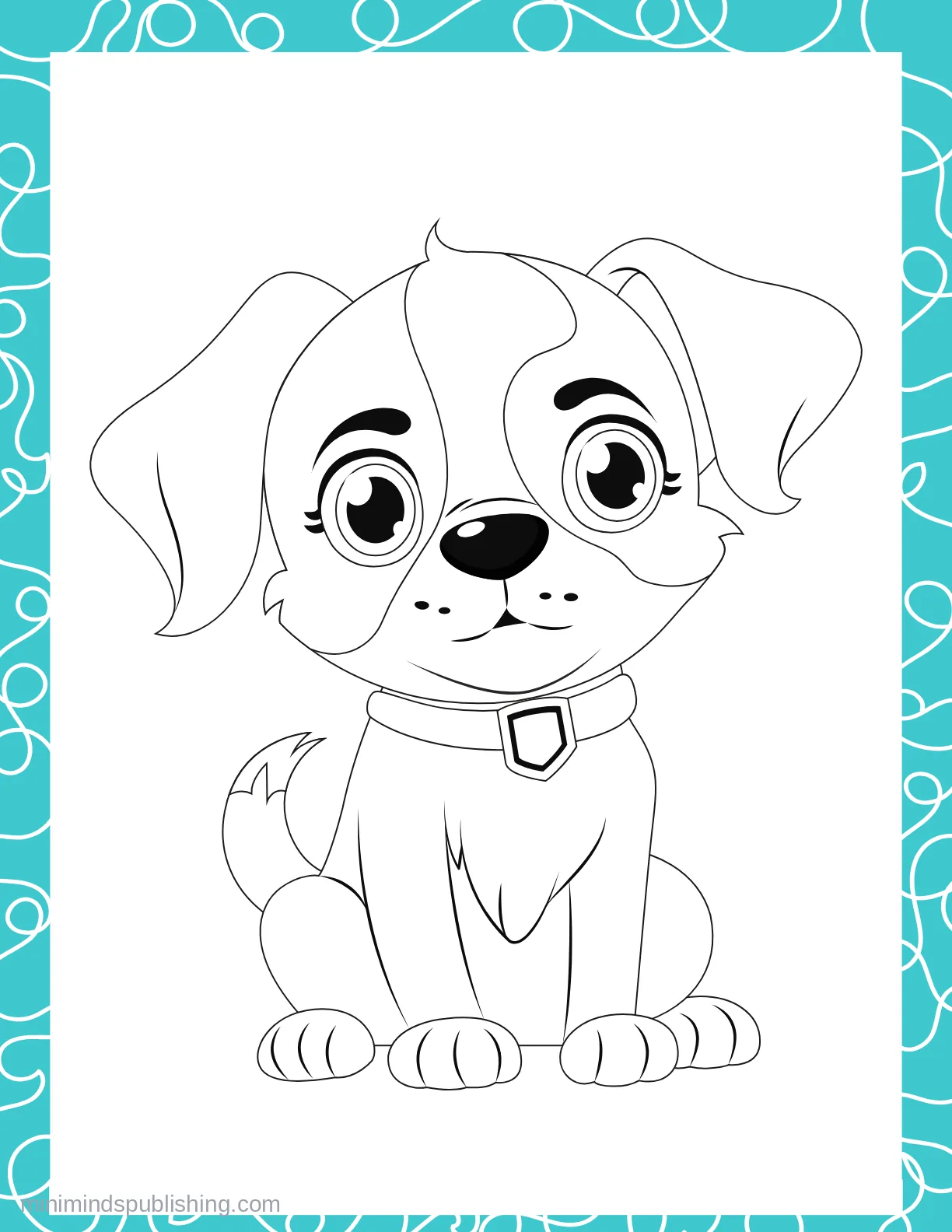 Cute Puppies 23 — free printable cute puppies coloring page for kids