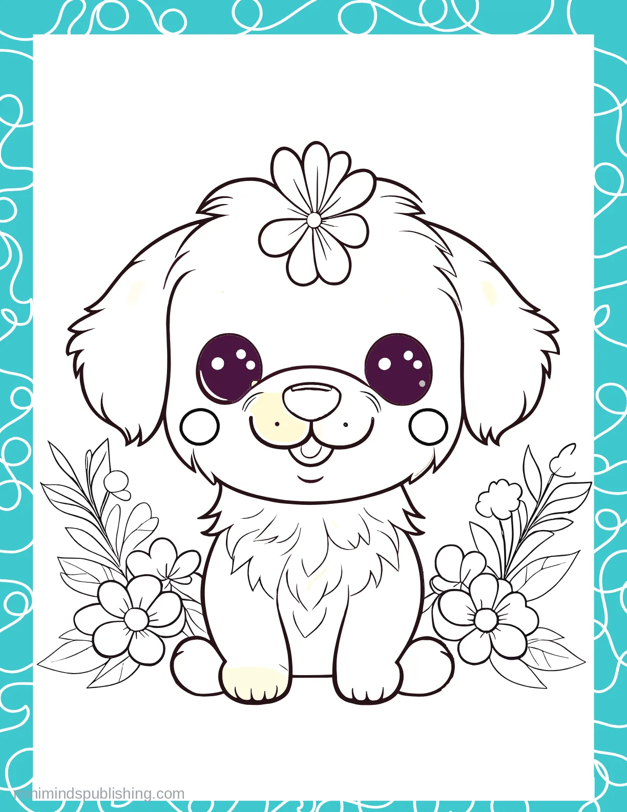 Cute Puppies 24 — free printable cute puppies coloring page for kids