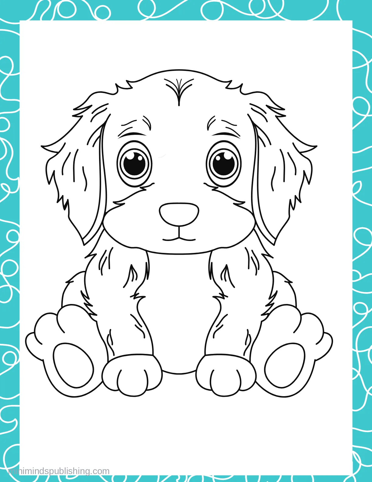 Cute Puppies 32 — free printable cute puppies coloring page for kids