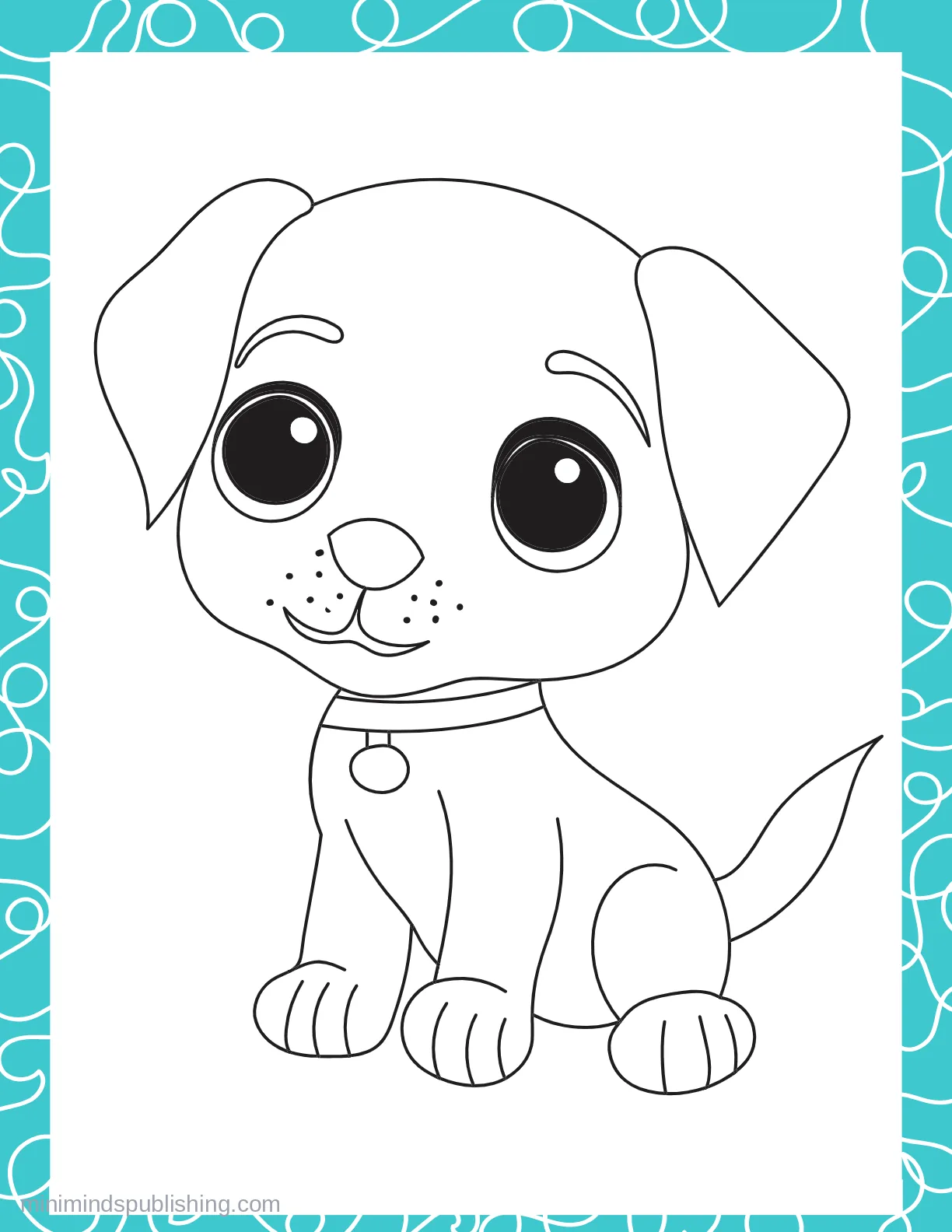 Cute Puppies 34 — free printable cute puppies coloring page for kids