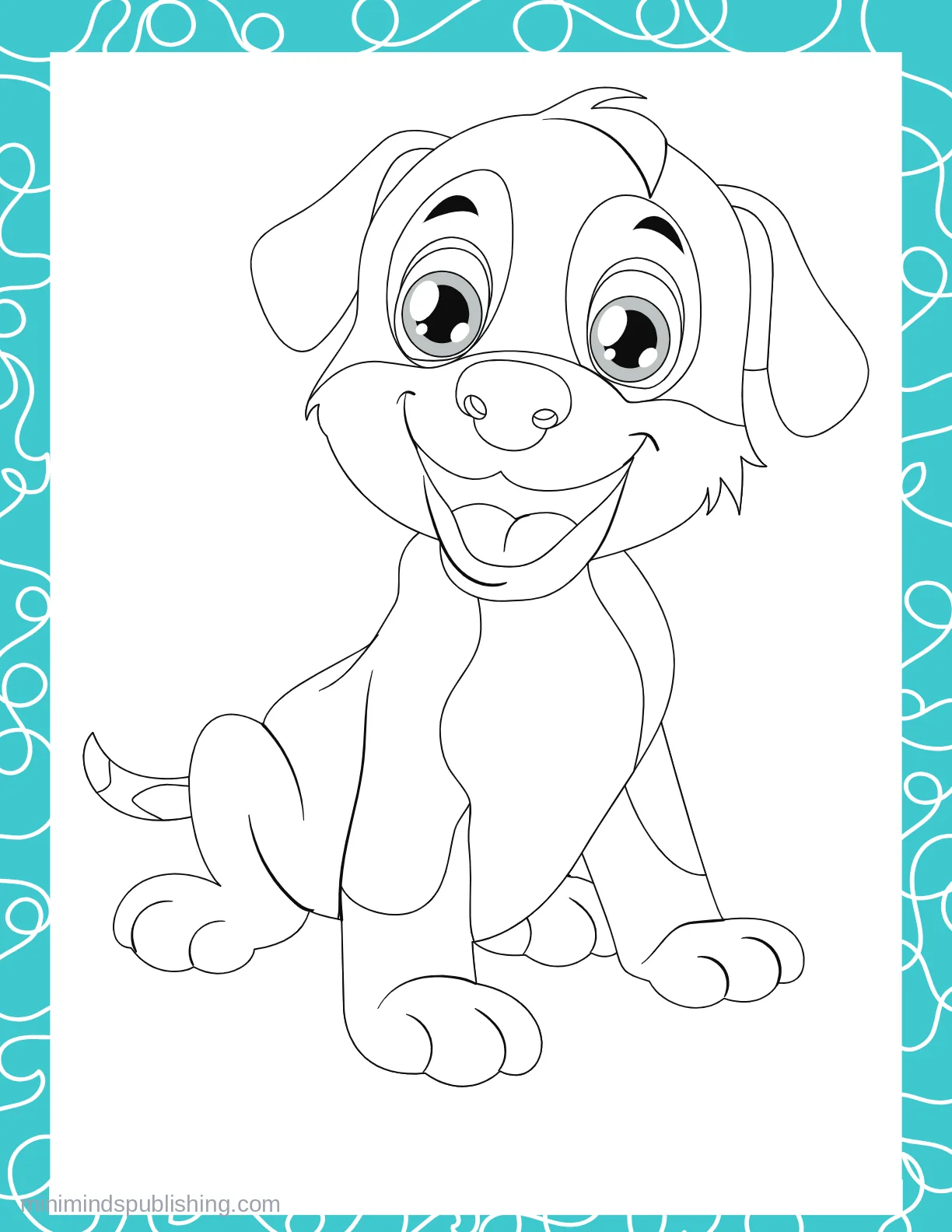 Cute Puppies 38 — free printable cute puppies coloring page for kids
