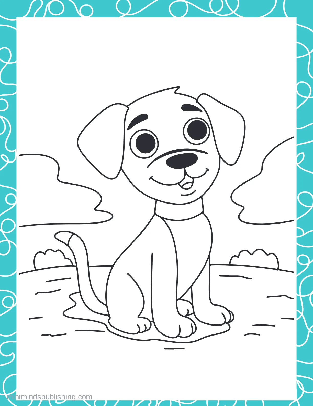 Cute Puppies 42 — free printable cute puppies coloring page for kids