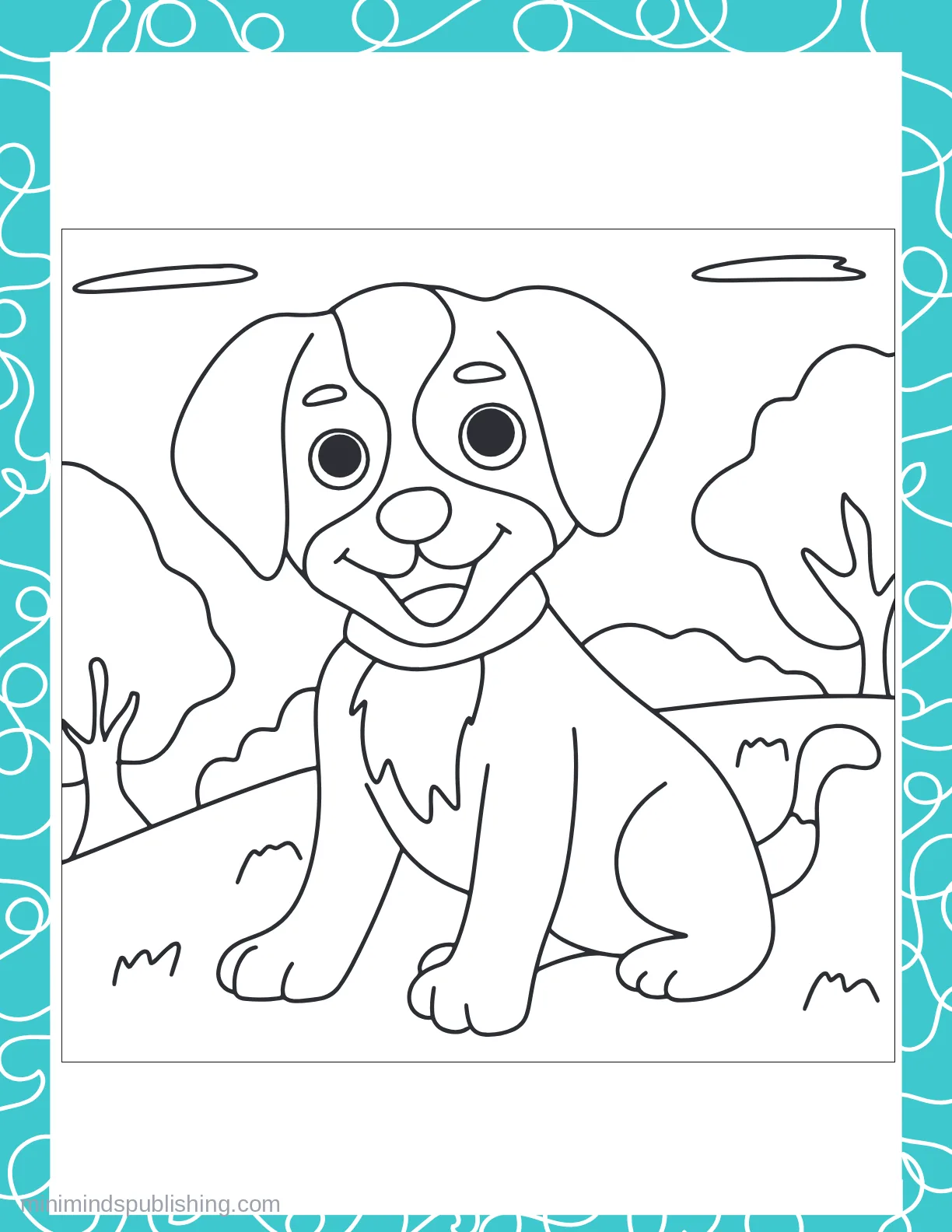 Cute Puppies 43 — free printable cute puppies coloring page for kids