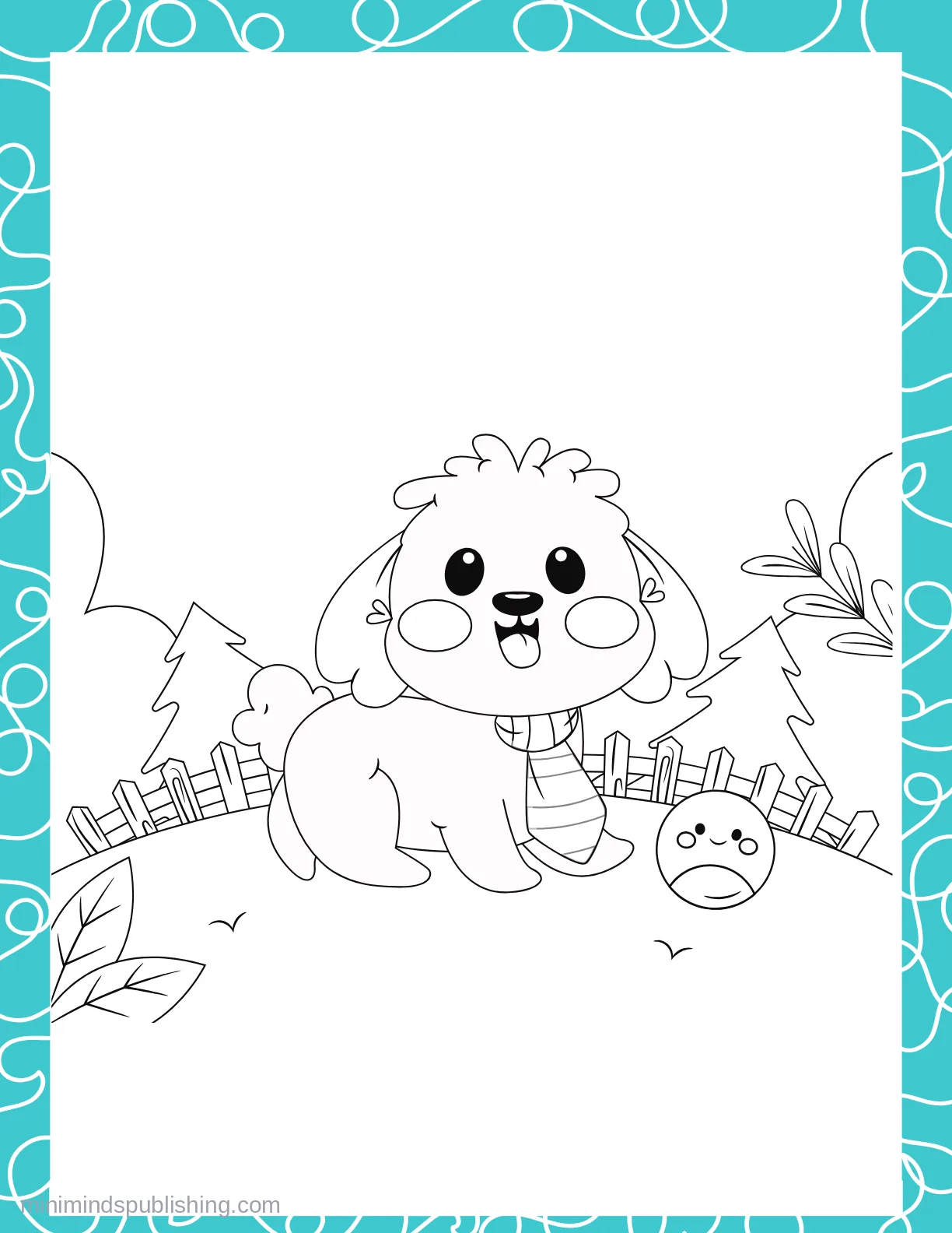 Cute Puppies 44 — free printable cute puppies coloring page for kids