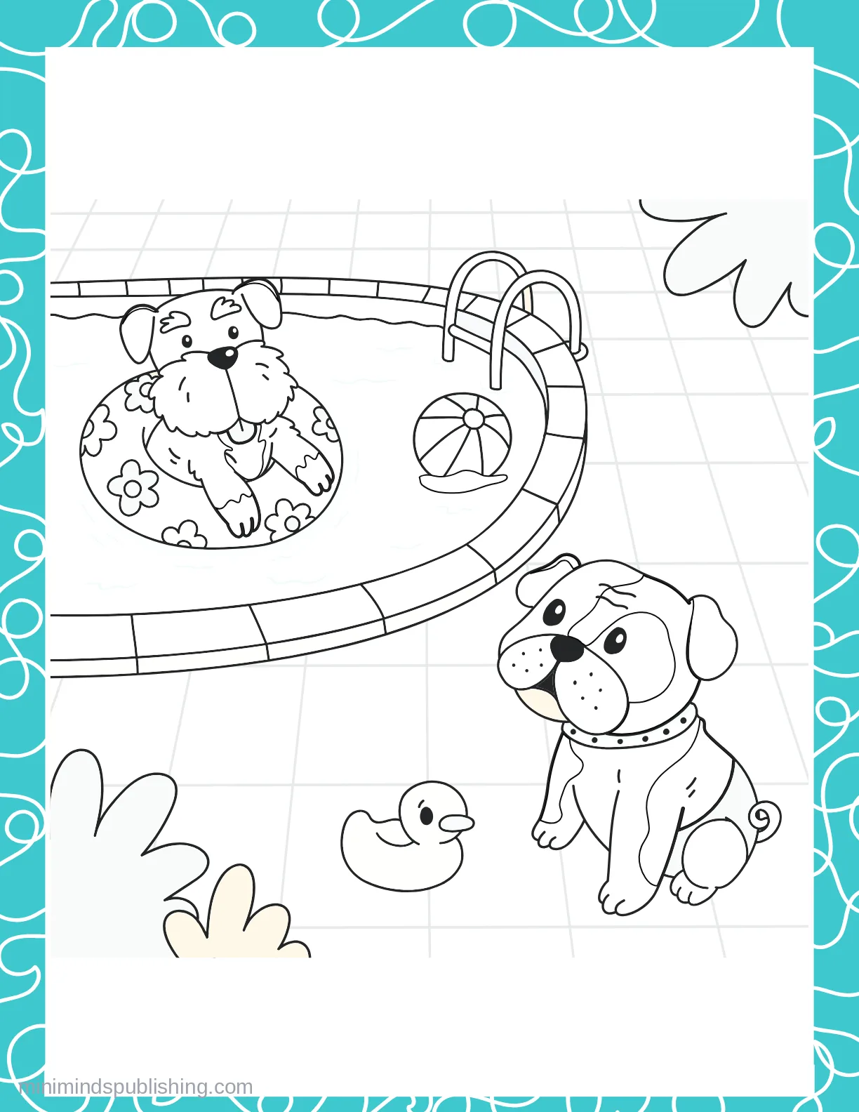 Cute Puppies 46 — free printable cute puppies coloring page for kids