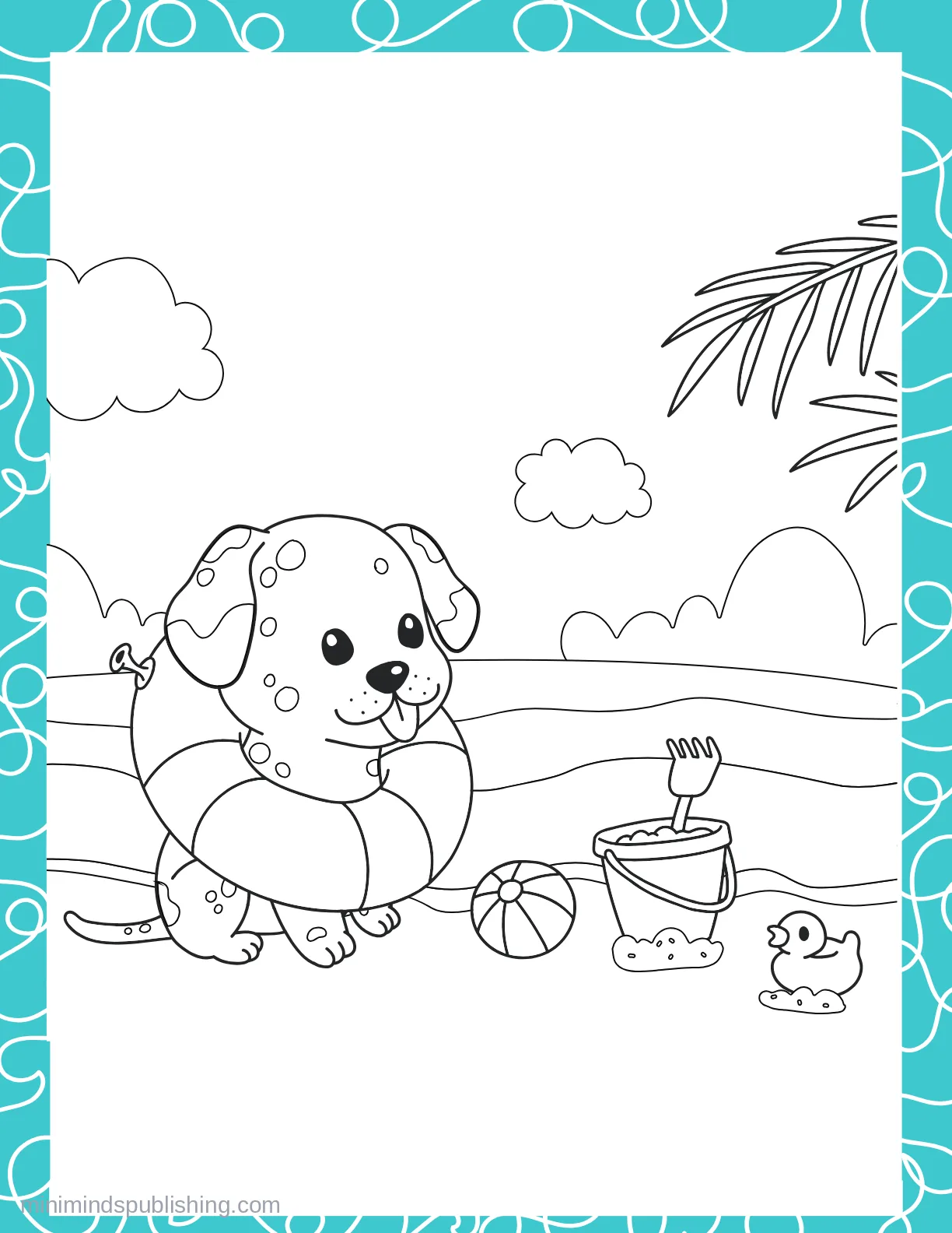 Cute Puppies 47 — free printable cute puppies coloring page for kids