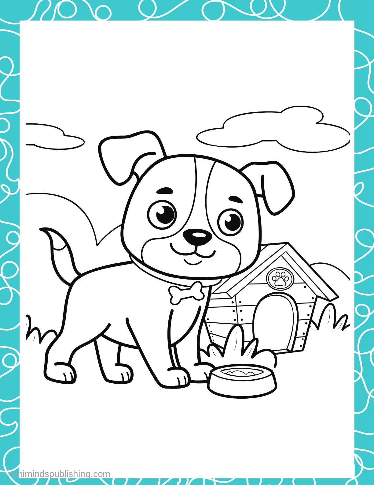 Cute Puppies 49 — free printable cute puppies coloring page for kids