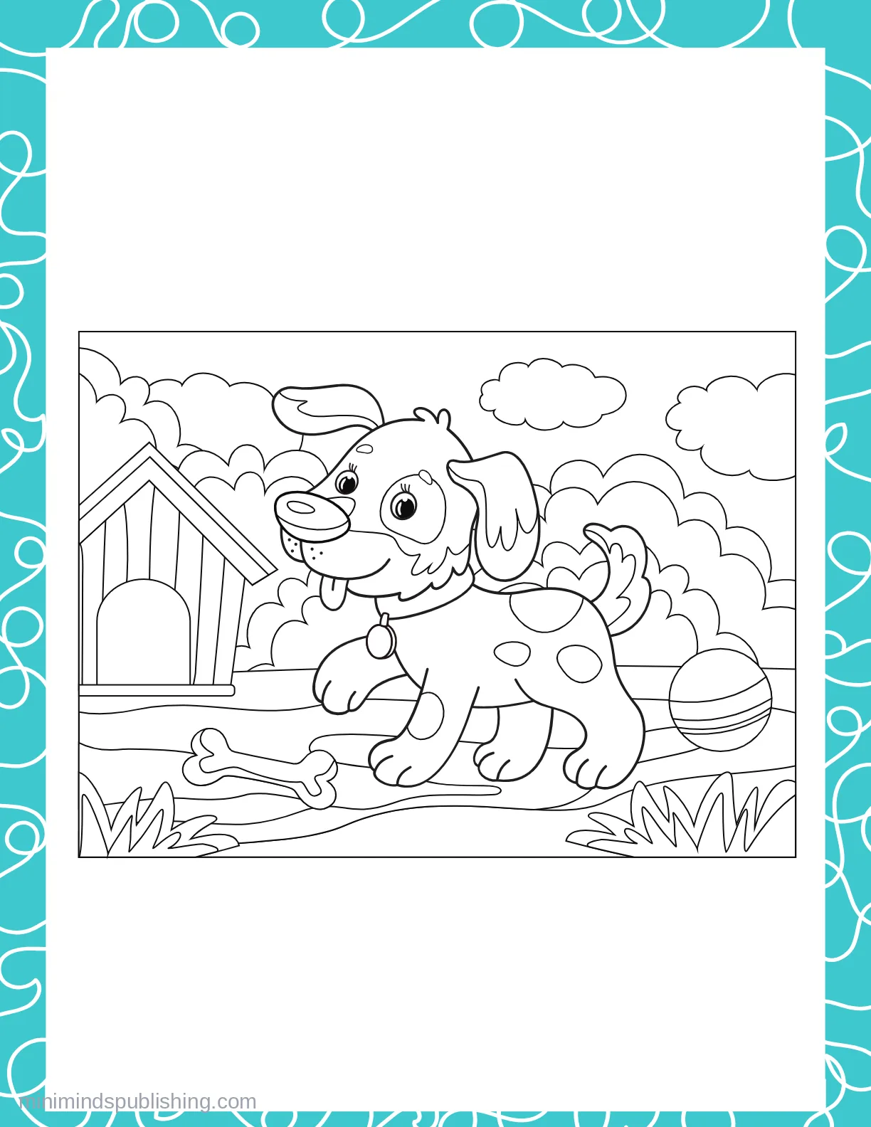 Cute Puppies 50 — free printable cute puppies coloring page for kids