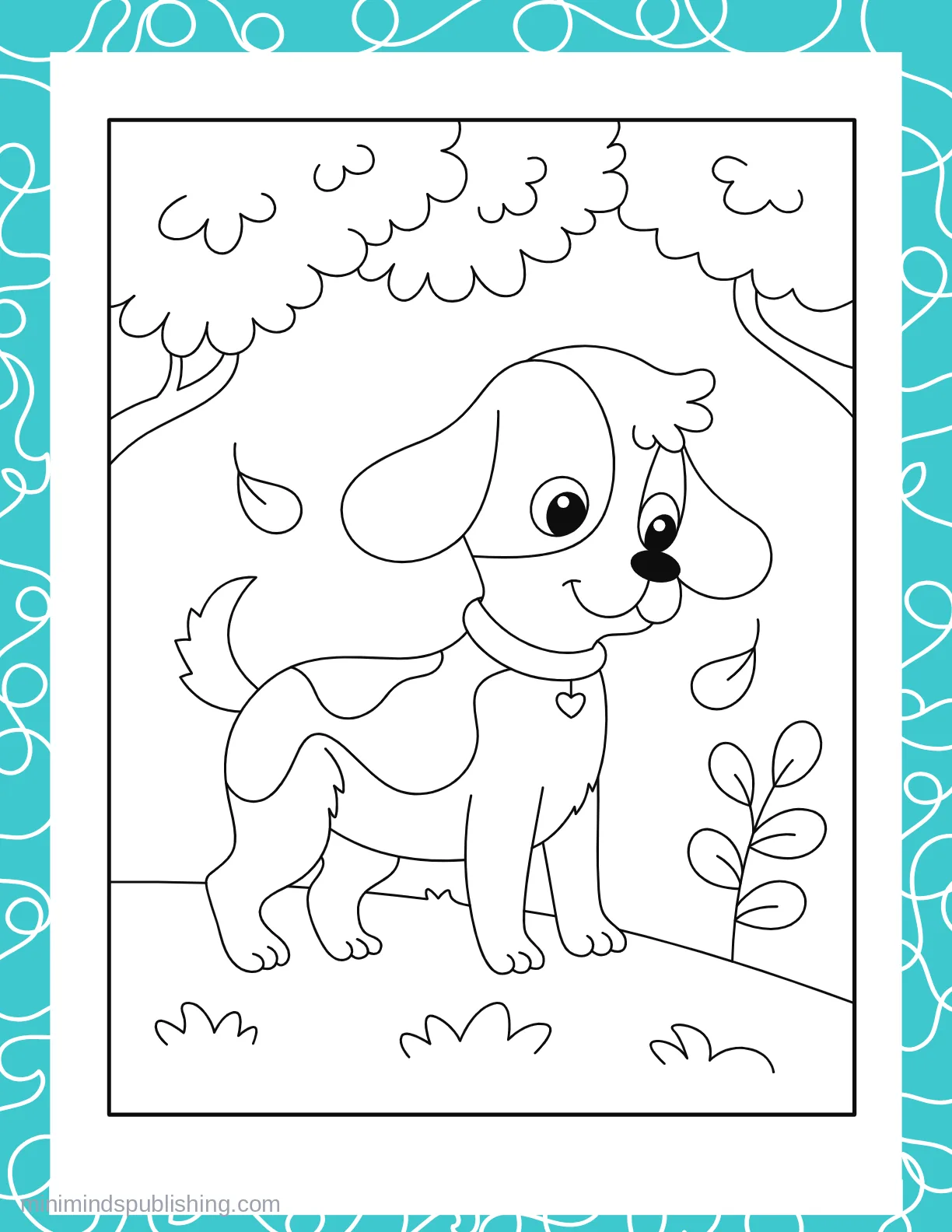 Cute Puppies 51 — free printable cute puppies coloring page for kids