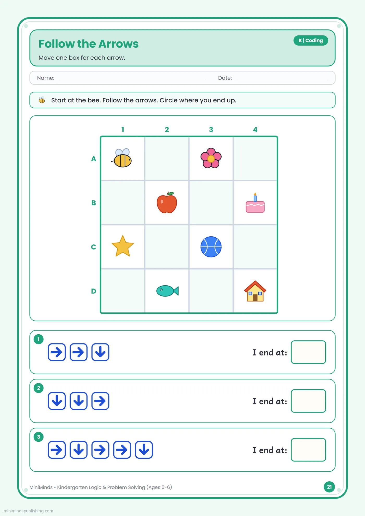 Images For Inference Activity Follow the Arrows — Free Kindergarten Worksheet (PDF)