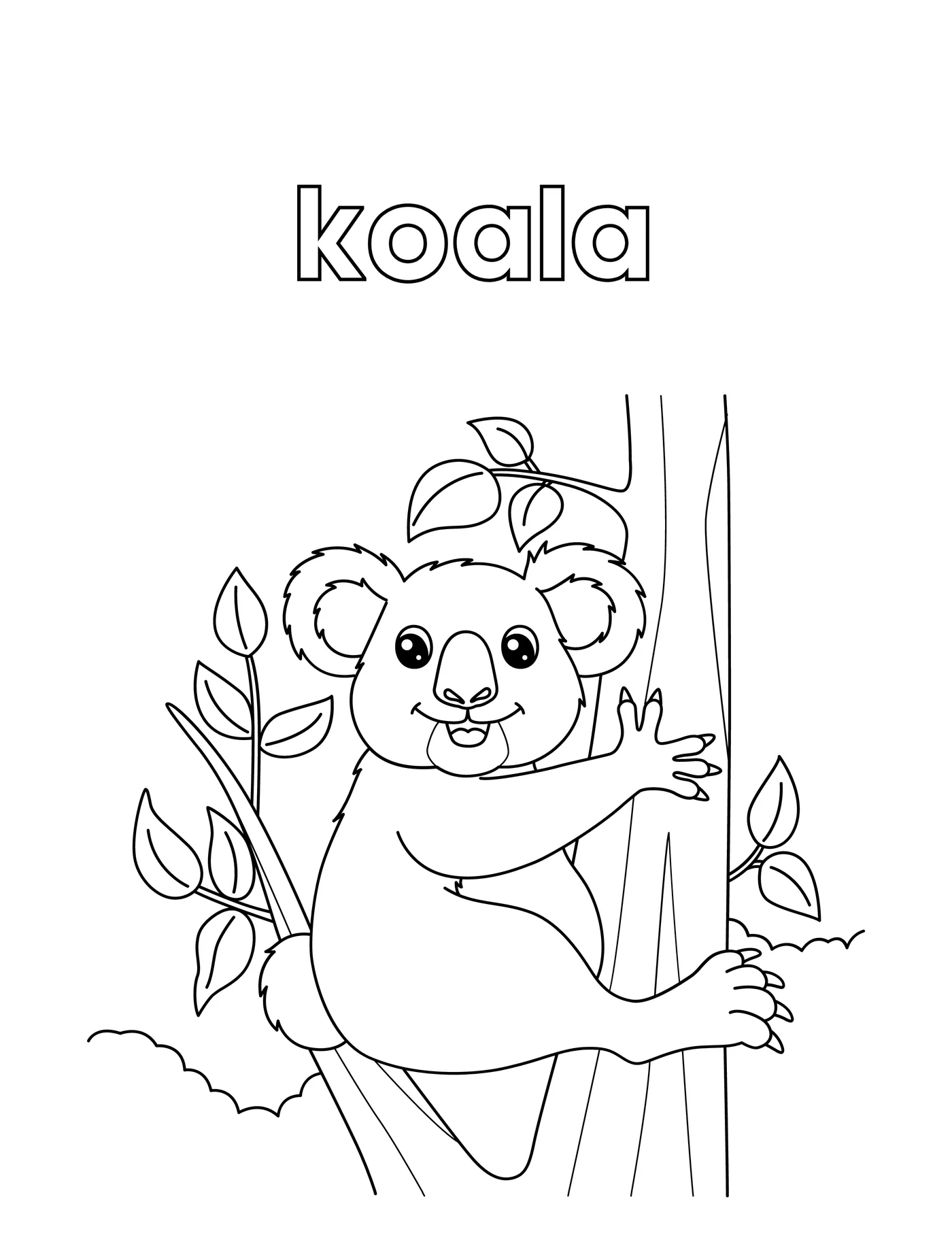 Cute Animals 20 — free printable cute animals coloring page for kids